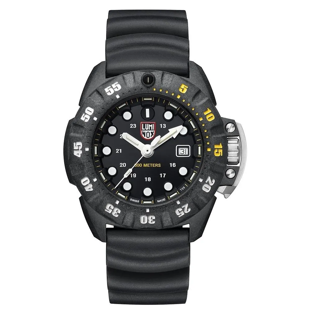 Luminox Men's Deep Dive Carbonox 1550 Series Black Rubber Strap Black Analog Dial Quartz Watch - XS.1555