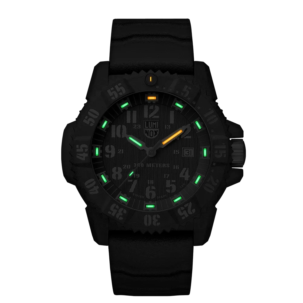 Luminox Men's Master Carbon Seal 3800 Series Black Rubber Strap Black Dial Quartz Analog Watch with Extra Nylon Strap & Changing Tool Set - XS.3801.C.SET