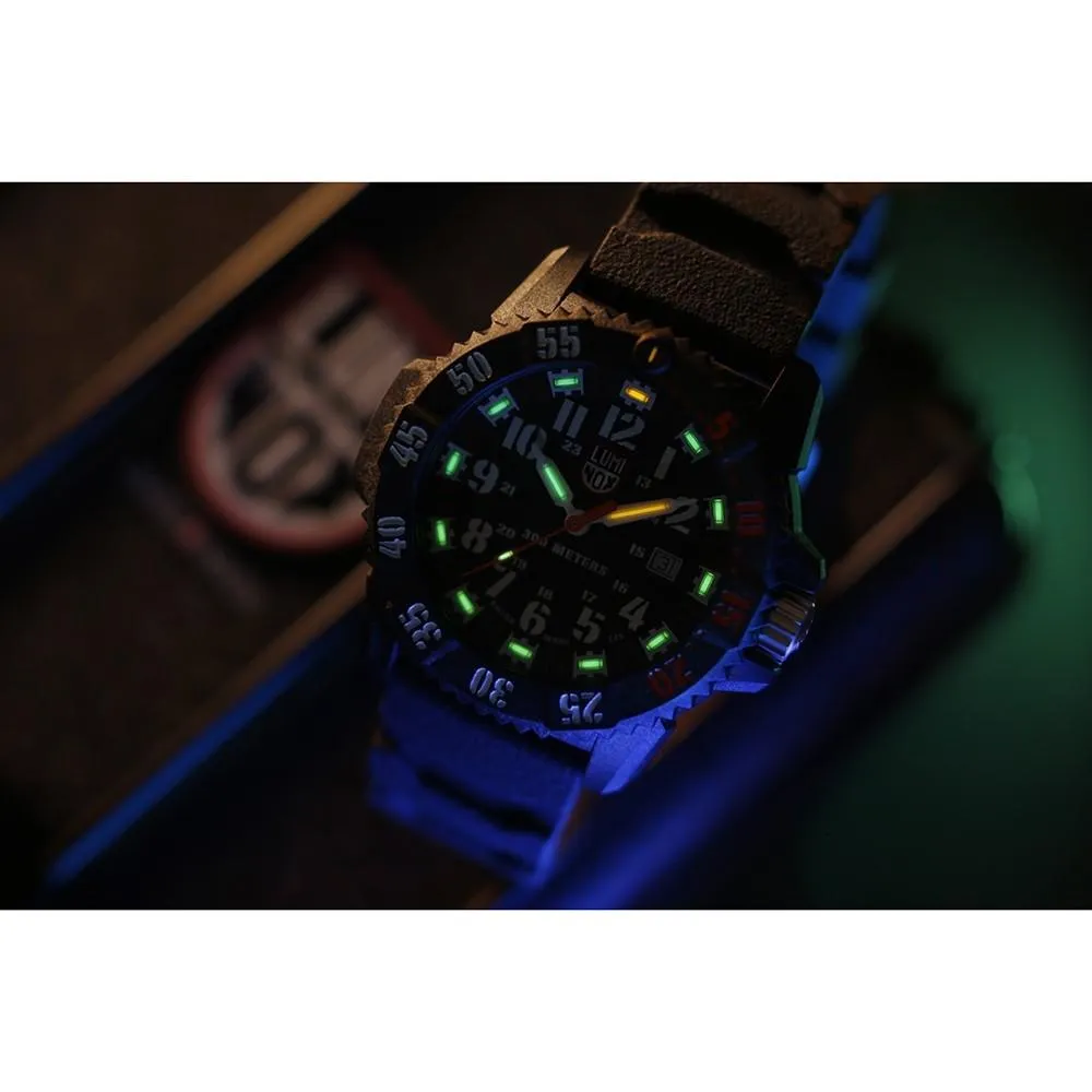 Luminox Men's Master Carbon Seal 3800 Series Black Rubber Strap Black Dial Quartz Analog Watch with Extra Nylon Strap & Changing Tool Set - XS.3801.C.SET