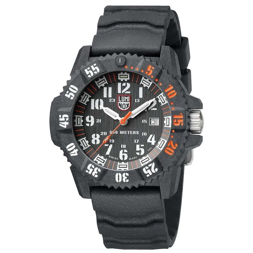 Luminox Men's Master Carbon Seal 3800 Series Black Rubber Strap Black Dial Quartz Analog Watch with Extra Nylon Strap & Changing Tool Set - XS.3801.C.SET