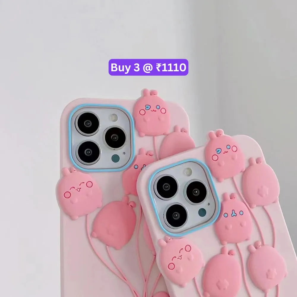 Luxury 3D Balloon Rabbit Silicone Soft Cover - iPhone 12 Pro