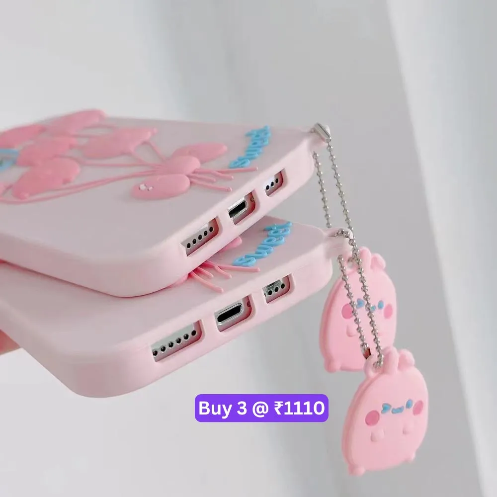 Luxury 3D Balloon Rabbit Silicone Soft Cover - iPhone 13