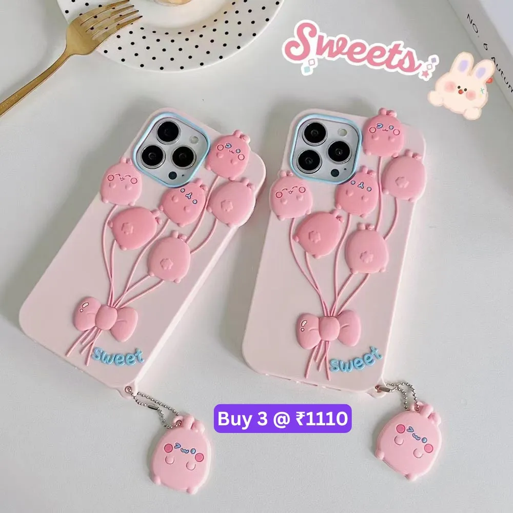 Luxury 3D Balloon Rabbit Silicone Soft Cover - iPhone 13