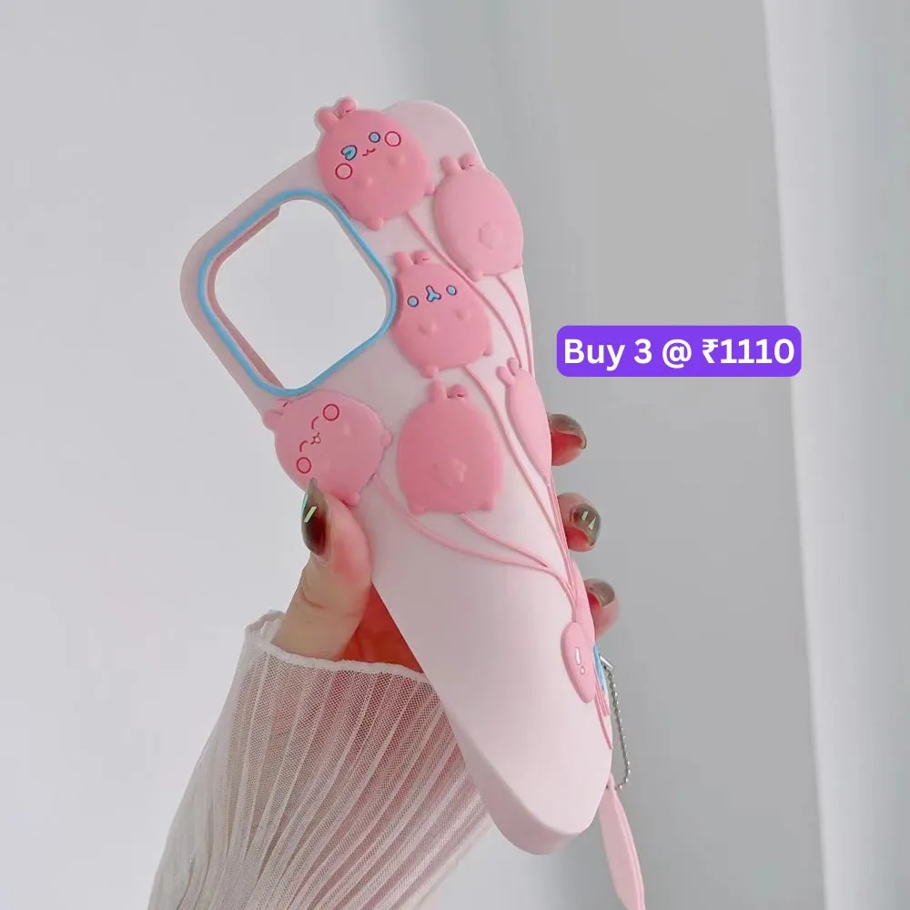 Luxury 3D Balloon Rabbit Silicone Soft Cover - iPhone 13