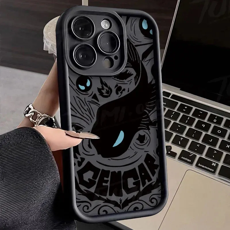 Luxury Gengar Phone Case for iPhone 15 to SE - Soft Silicone Shockproof Back Cover