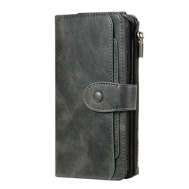 Luxury Leather Flip Case For iPhone - Detach Wallet Card Holder Phone Cover