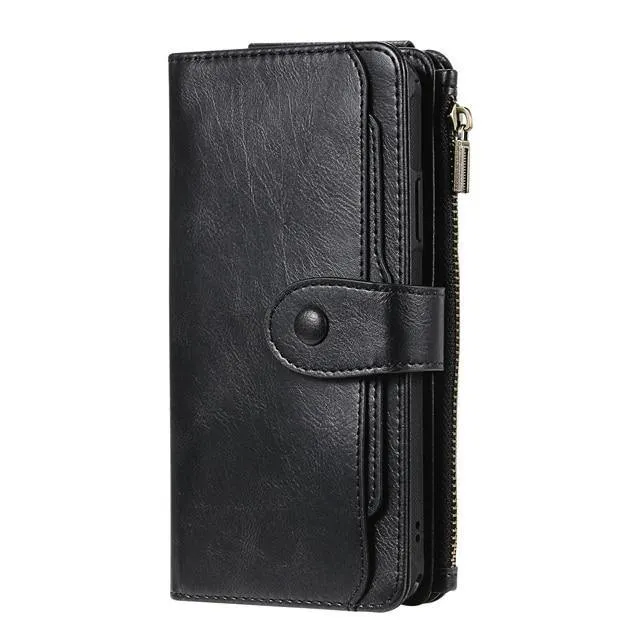 Luxury Leather Flip Case For iPhone - Detach Wallet Card Holder Phone Cover