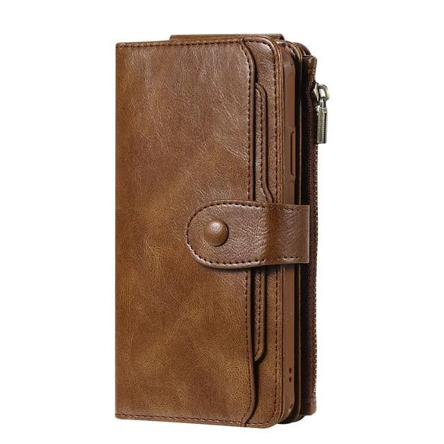 Luxury Leather Flip Case For iPhone - Detach Wallet Card Holder Phone Cover
