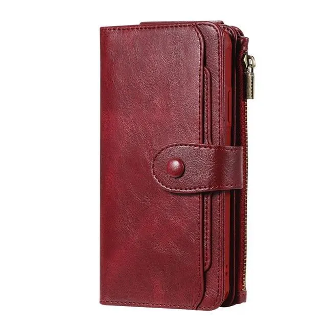 Luxury Leather Flip Case For iPhone - Detach Wallet Card Holder Phone Cover