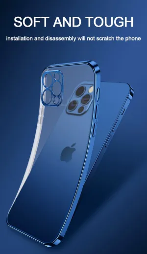 Luxury Plating Matte Transparent Soft Silicone Case for iPhone 11 12 13 Pro Max Mini XR X XS 7 8 Plus SE 2020 Shockproof Cover