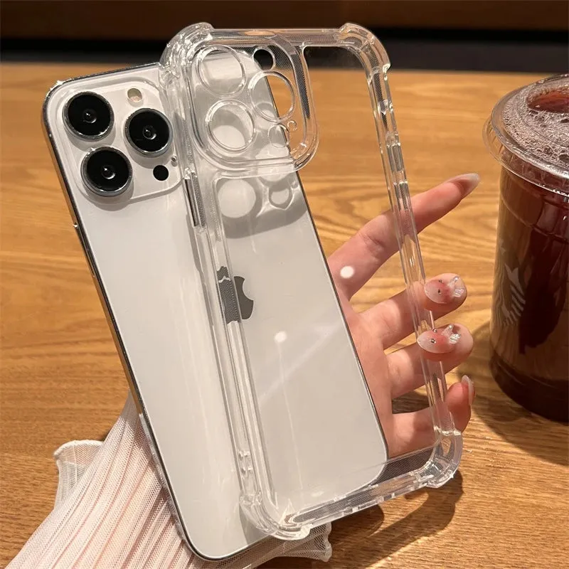 Luxury Shockproof Transparent Case For iPhone 15 14 13 12 11 Pro Max X Xs XR Max 7 8 Plus Cover