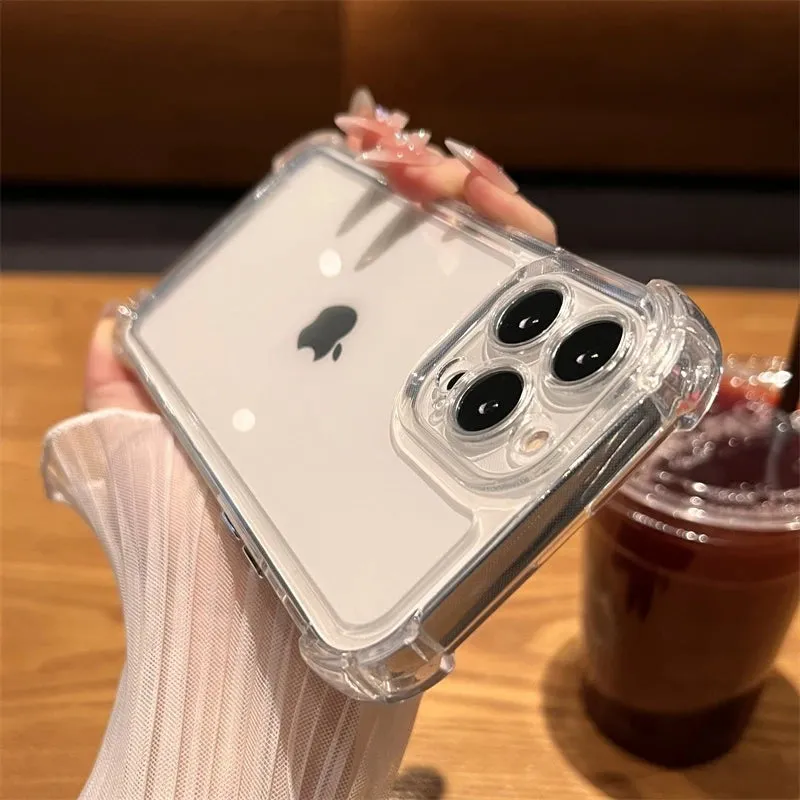 Luxury Shockproof Transparent Case For iPhone 15 14 13 12 11 Pro Max X Xs XR Max 7 8 Plus Cover