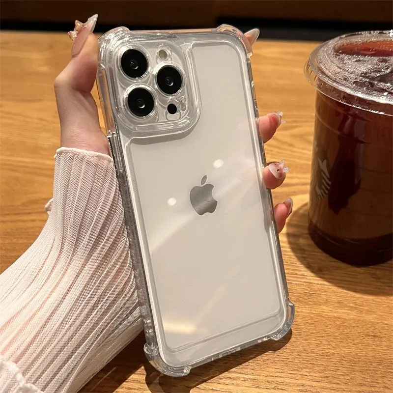 Luxury Shockproof Transparent Case For iPhone 15 14 13 12 11 Pro Max X Xs XR Max 7 8 Plus Cover