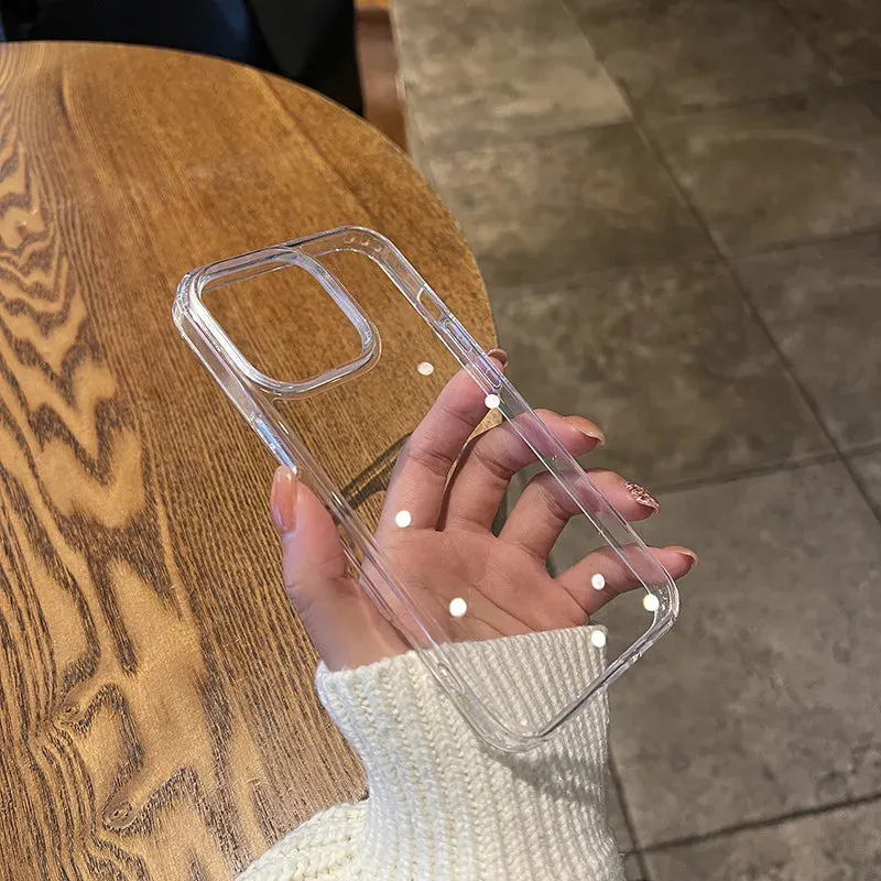 Luxury Transparent Soft Acrylic Phone Case For iPhone 15 14 13 12 11 Pro Max XS X XR 7 8 Plus Mini Shockproof Cover