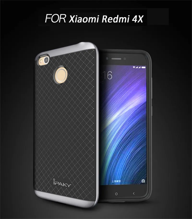 Luxury Ultra-Thin Ipaky Dual Layer Dotted Bumper Back Case Cover For Xiaomi Mi Redmi 4