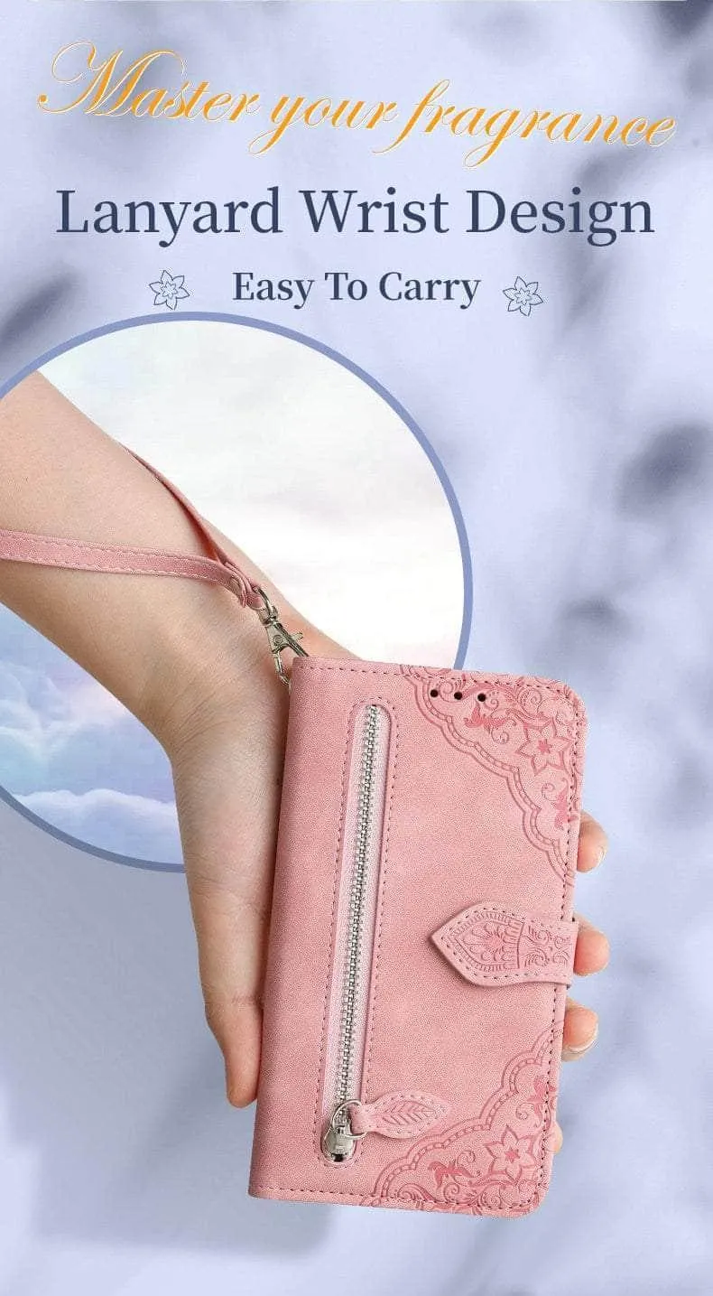 Luxury Zipper Leather Card Book Galaxy A14 Etui
