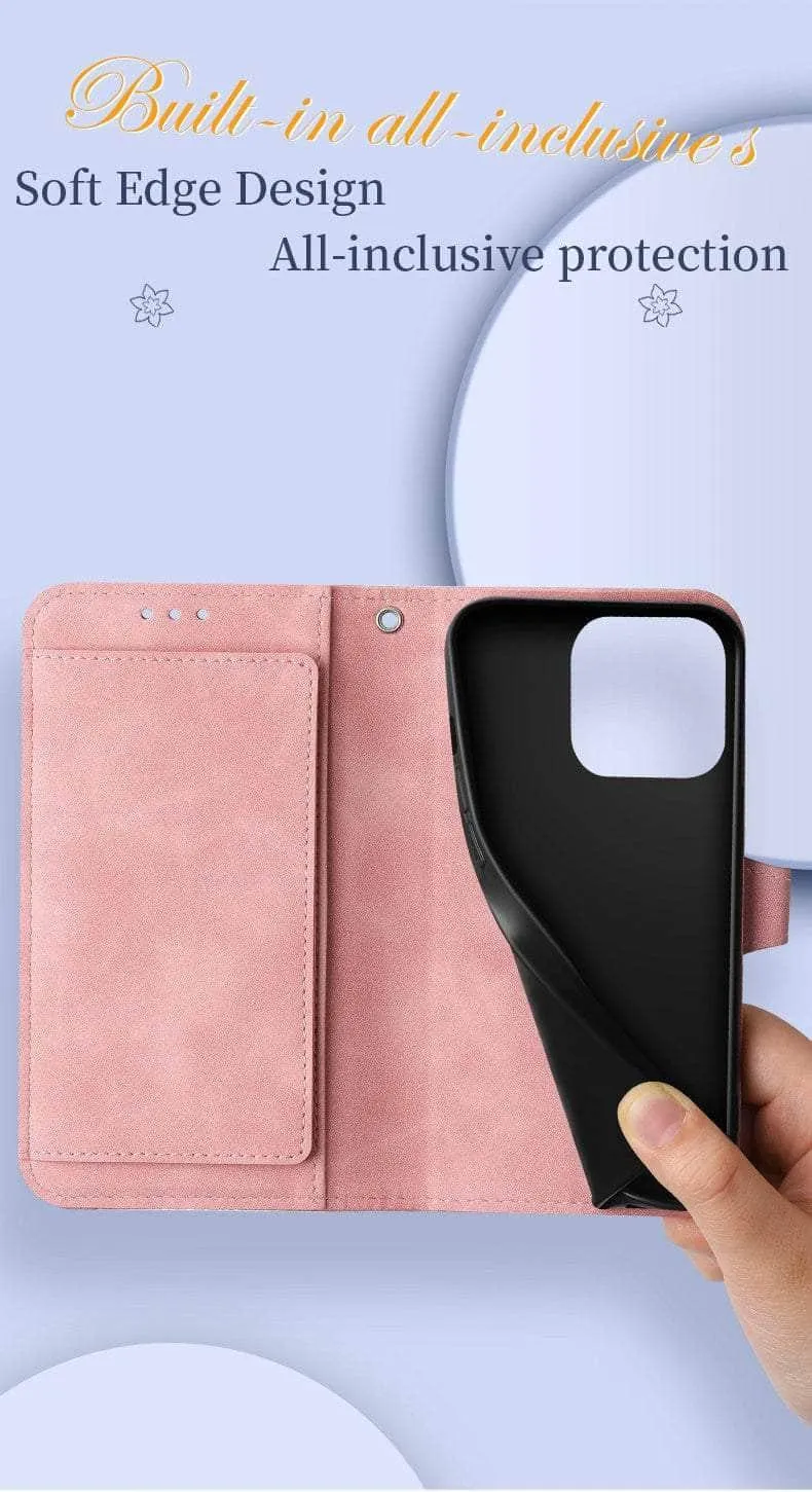 Luxury Zipper Leather Card Book Galaxy A14 Etui