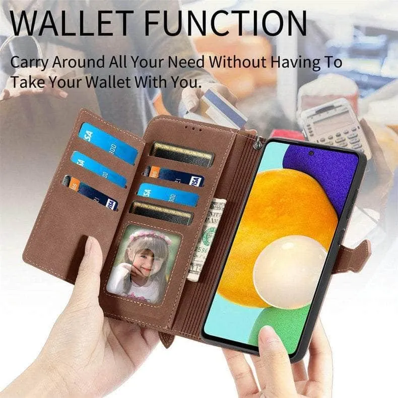 Luxury Zipper Leather Card Book Galaxy A34 Etui