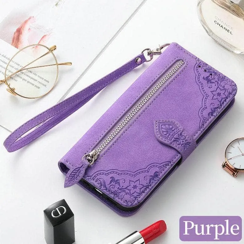Luxury Zipper Leather Card Book Galaxy A34 Etui