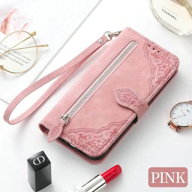 Luxury Zipper Leather Card Book Galaxy A34 Etui