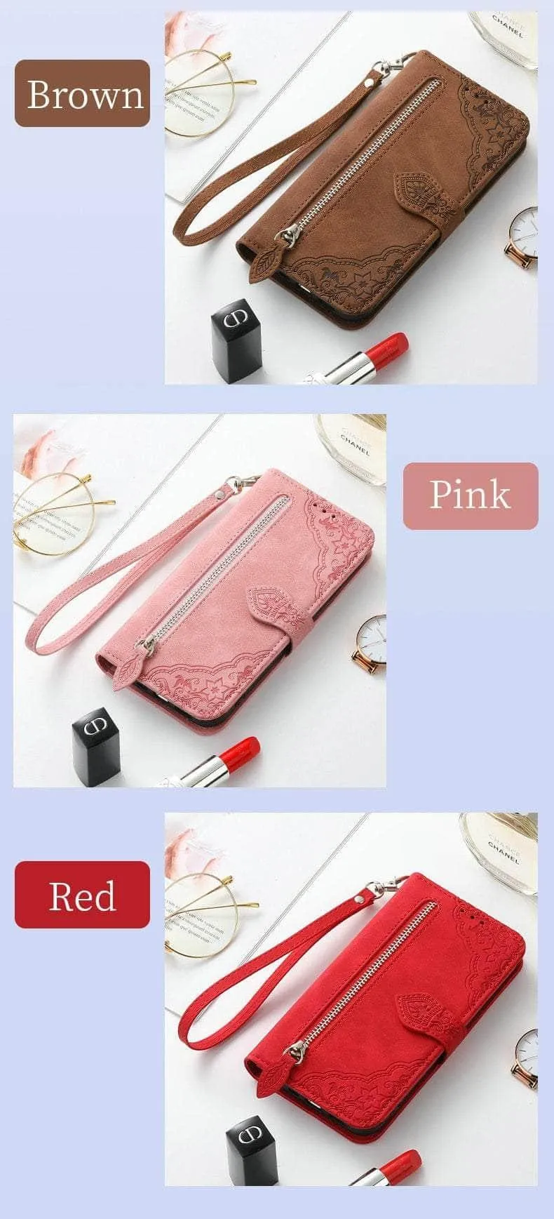 Luxury Zipper Leather Card Book Galaxy A34 Etui