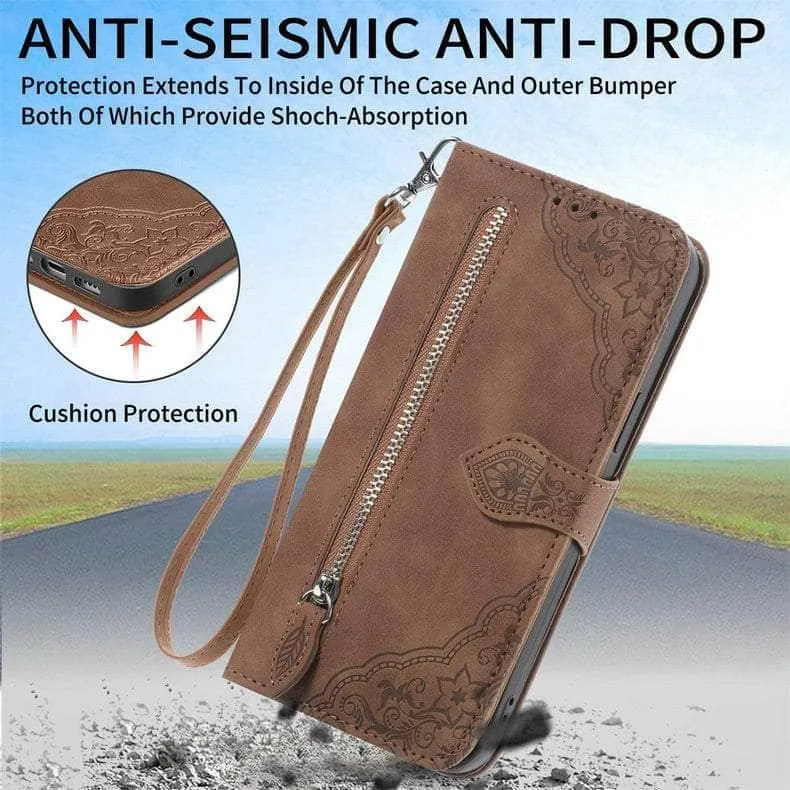 Luxury Zipper Leather Card Book Galaxy A34 Etui