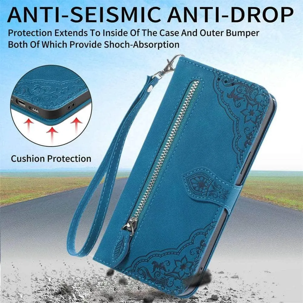 Luxury Zipper Leather Card Book Galaxy A34 Etui