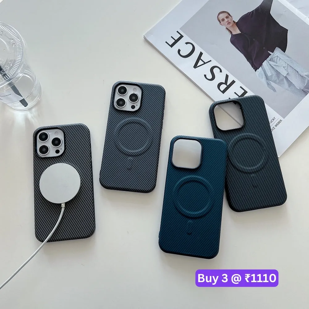 Magnetic Carbon Fiber Texture Shockproof Phone Case - iPhone 15 Pro