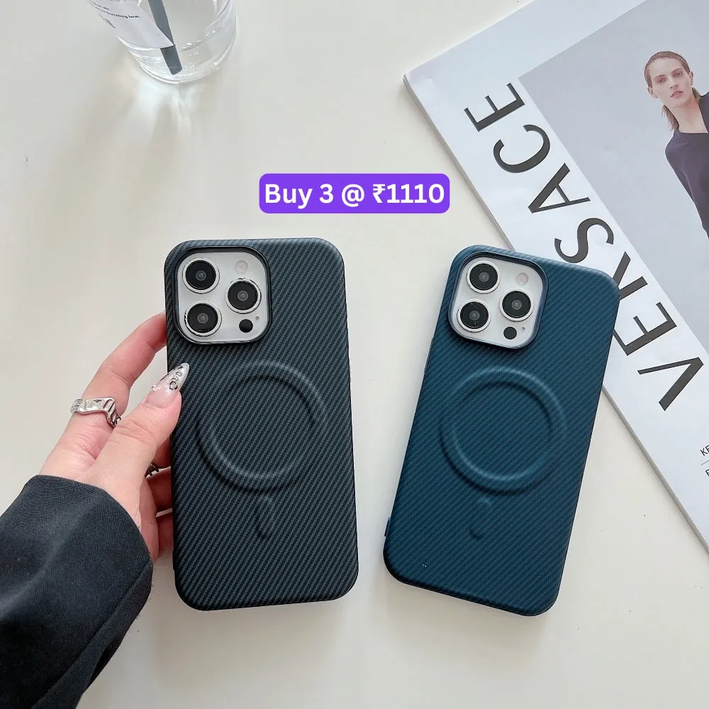 Magnetic Carbon Fiber Texture Shockproof Phone Case - iPhone 15 Pro