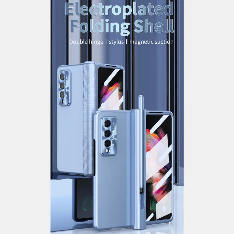 Magnetic Hinge Protection Phone Case for Galaxy Z Fold 3/4/5/6 with S Pen Holder