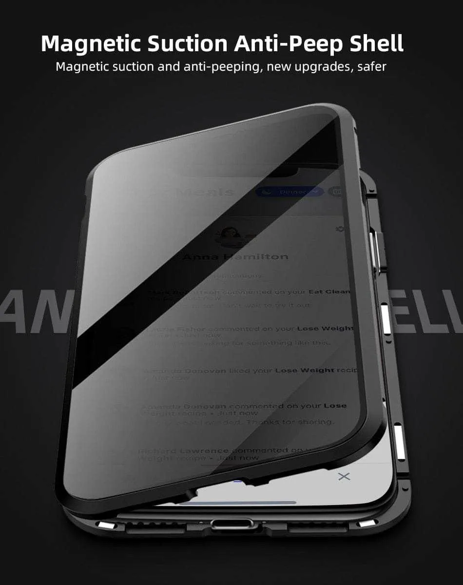 Magnetic Tempered iPhone 15 Pro Max Glass Privacy Case