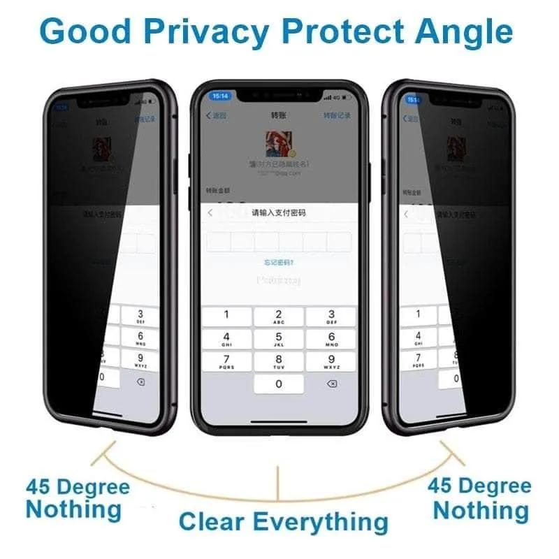 Magnetic Tempered iPhone 15 Pro Max Glass Privacy Case