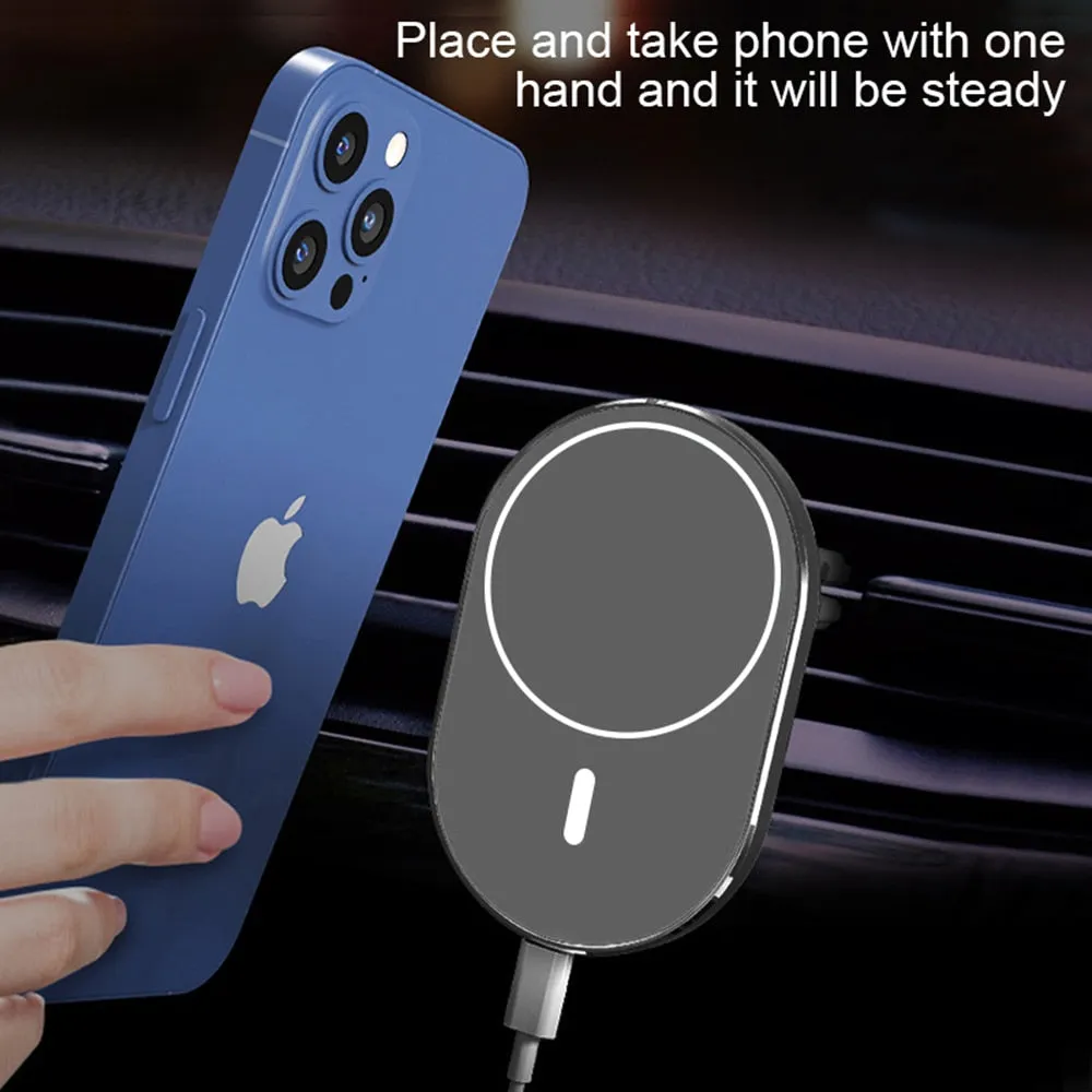 Magnetic Wireless Car Charger AirVent Mount Compatible With For Magsafe iPhone 12 ProMax Mini 15W Fast Charging Car Phone Holder
