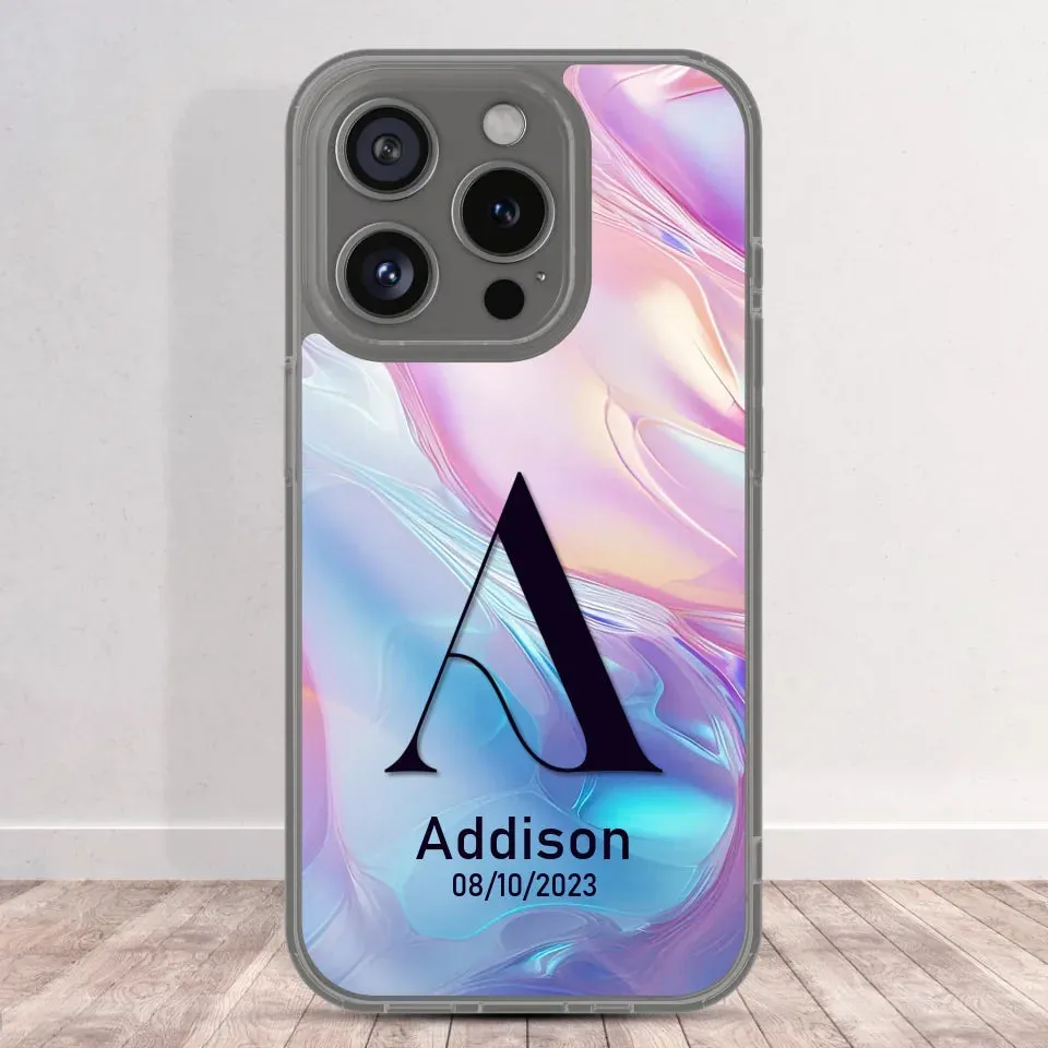 Marble Name Initials - Custom Name - Personalized Gifts For Her - Clear Phone Case