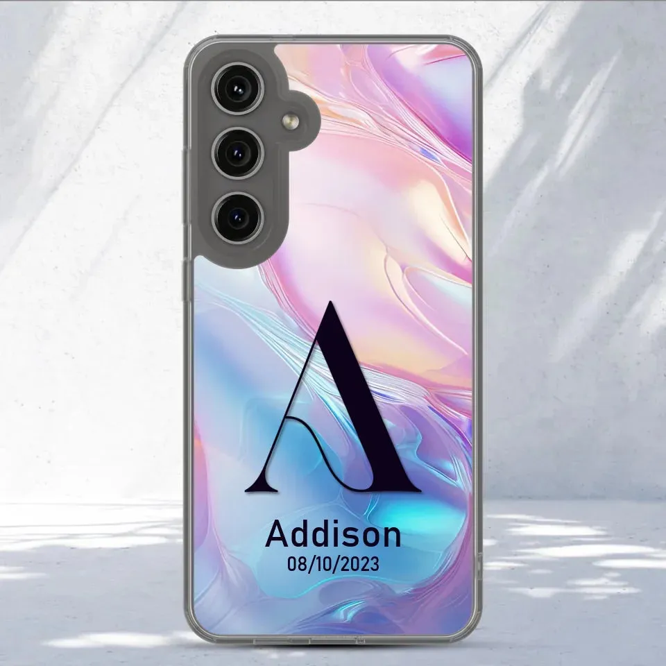 Marble Name Initials - Custom Name - Personalized Gifts For Her - Clear Phone Case