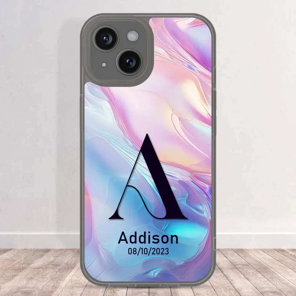 Marble Name Initials - Custom Name - Personalized Gifts For Her - Clear Phone Case