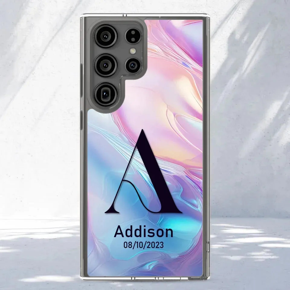 Marble Name Initials - Custom Name - Personalized Gifts For Her - Clear Phone Case