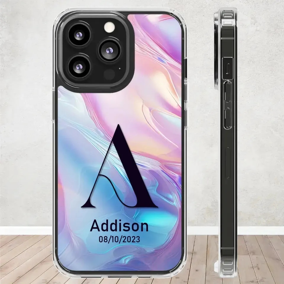 Marble Name Initials - Custom Name - Personalized Gifts For Her - Clear Phone Case