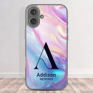 Marble Name Initials - Custom Name - Personalized Gifts For Her - Clear Phone Case