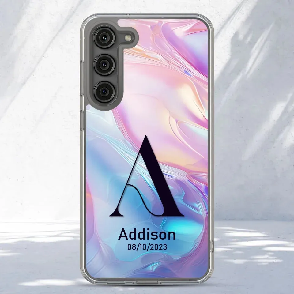 Marble Name Initials - Custom Name - Personalized Gifts For Her - Clear Phone Case