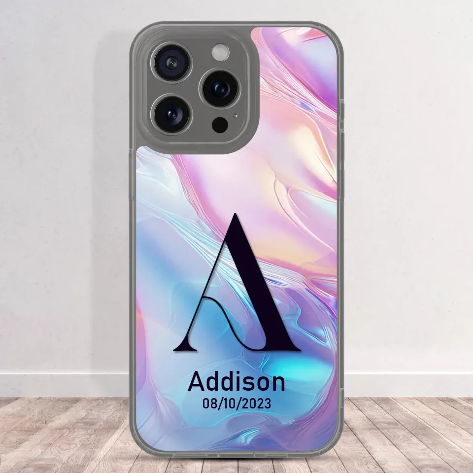 Marble Name Initials - Custom Name - Personalized Gifts For Her - Clear Phone Case