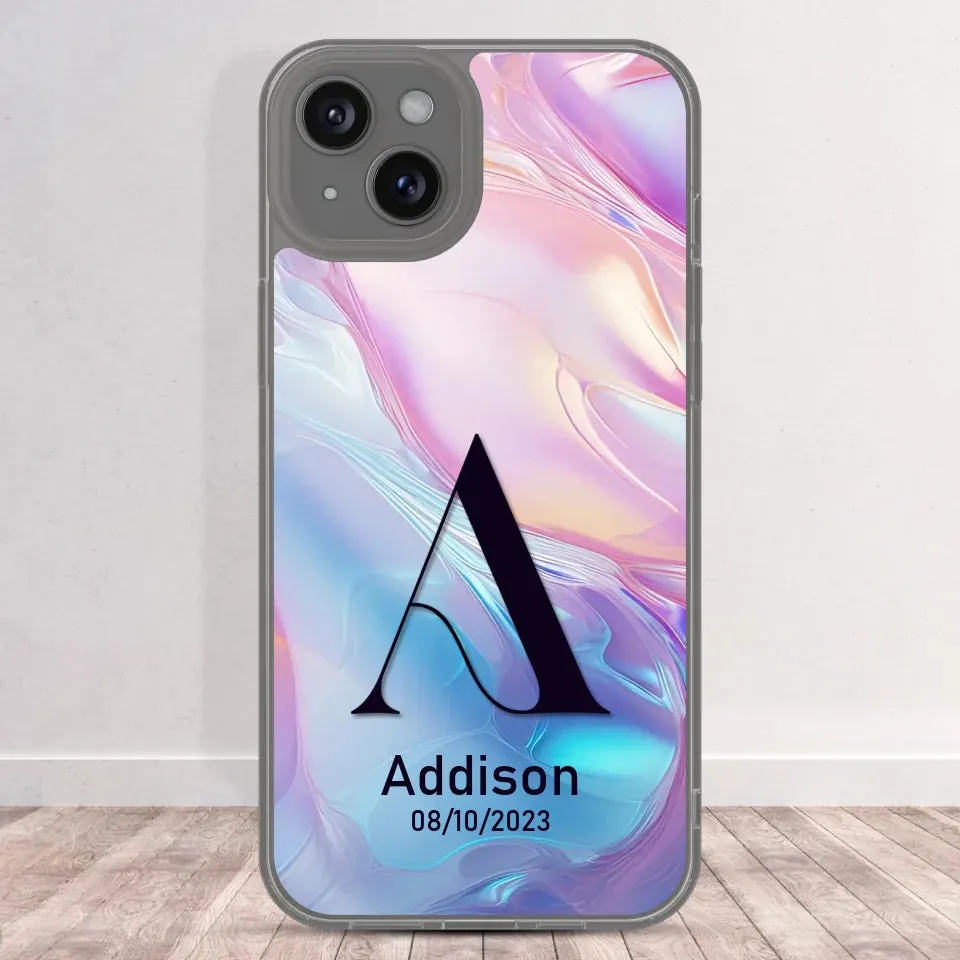 Marble Name Initials - Custom Name - Personalized Gifts For Her - Clear Phone Case