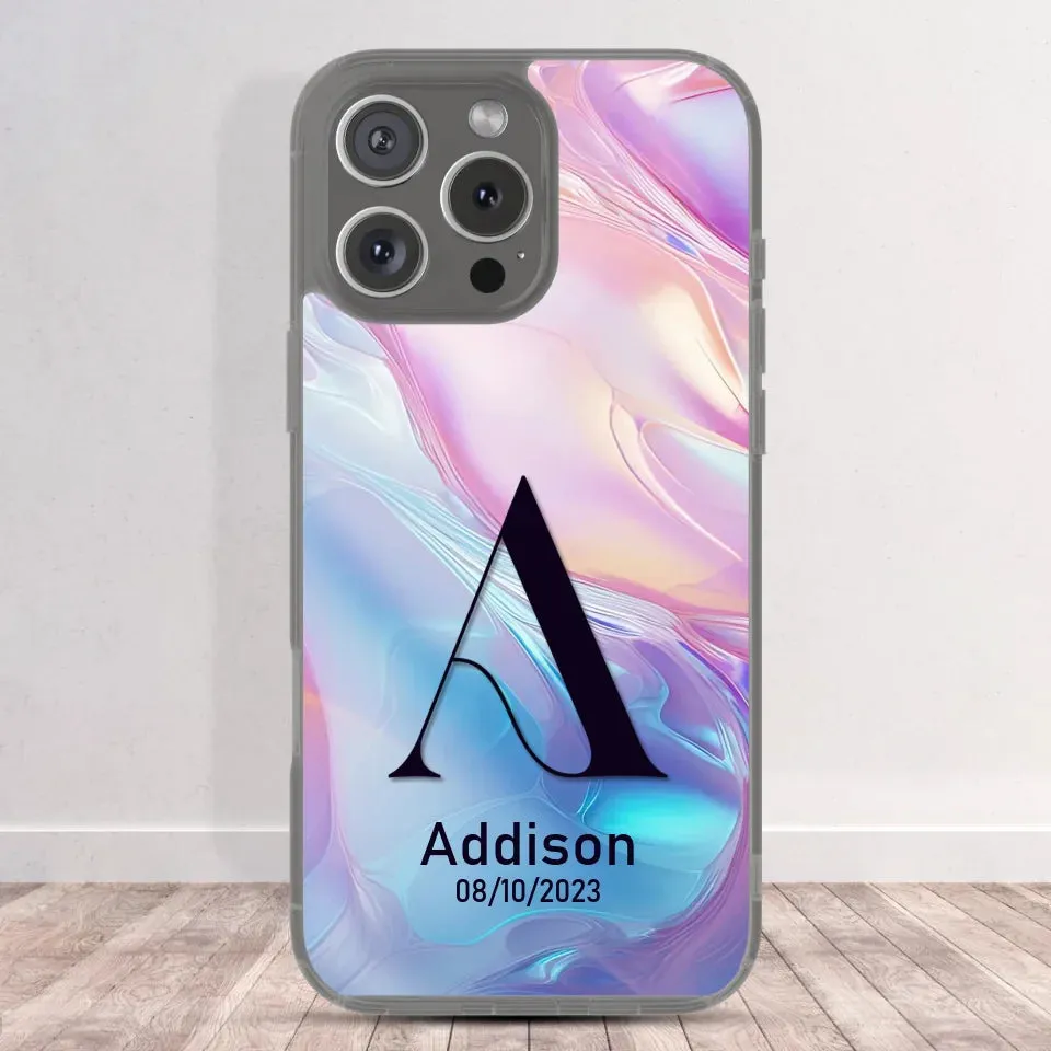 Marble Name Initials - Custom Name - Personalized Gifts For Her - Clear Phone Case