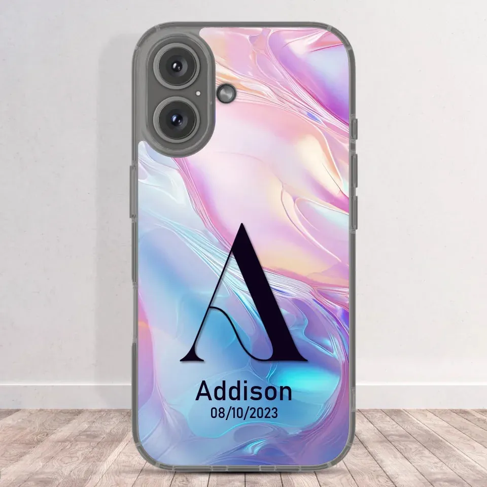 Marble Name Initials - Custom Name - Personalized Gifts For Her - Clear Phone Case