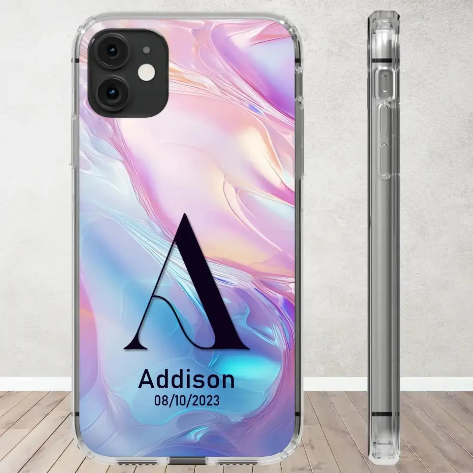 Marble Name Initials - Custom Name - Personalized Gifts For Her - Clear Phone Case
