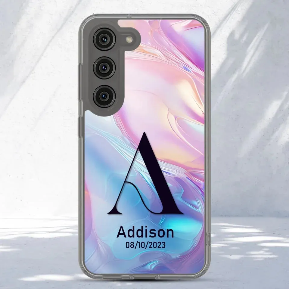 Marble Name Initials - Custom Name - Personalized Gifts For Her - Clear Phone Case