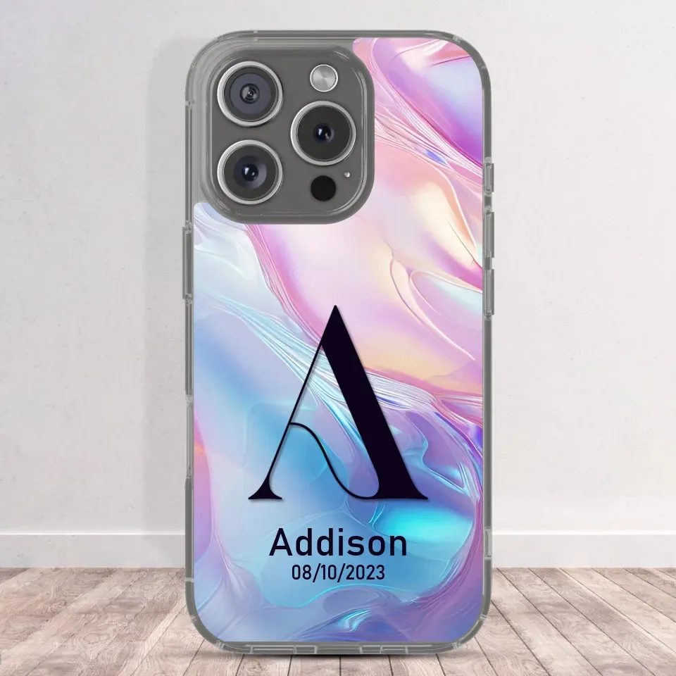Marble Name Initials - Custom Name - Personalized Gifts For Her - Clear Phone Case
