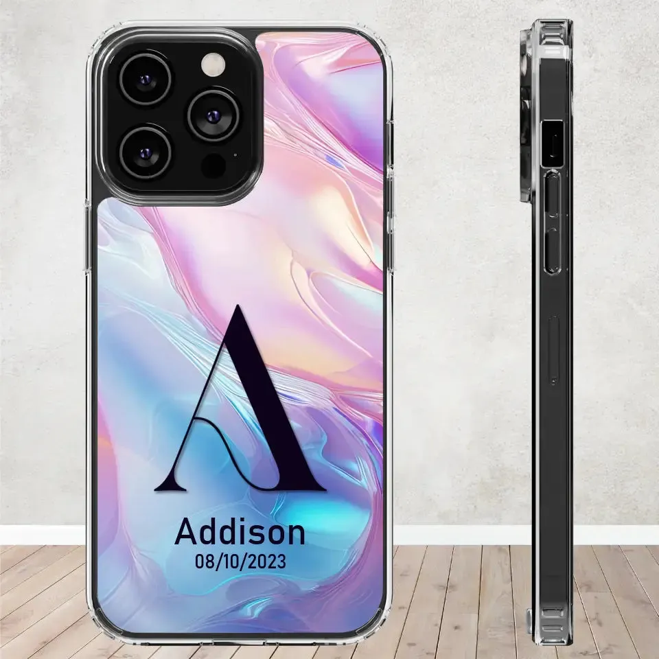 Marble Name Initials - Custom Name - Personalized Gifts For Her - Clear Phone Case