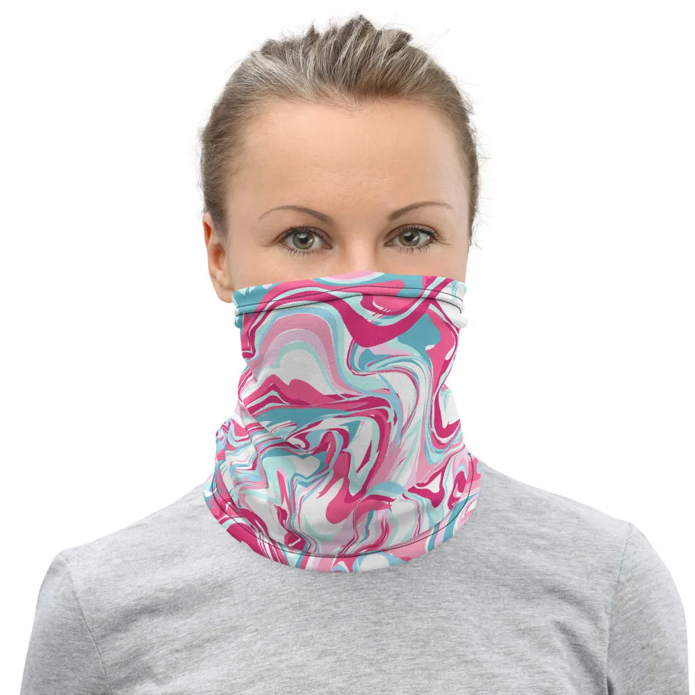 Marble Pink Blue Neck Gaiter, Unisex Face Shield Covering Scarf Washable Mask-Made in USA/EU