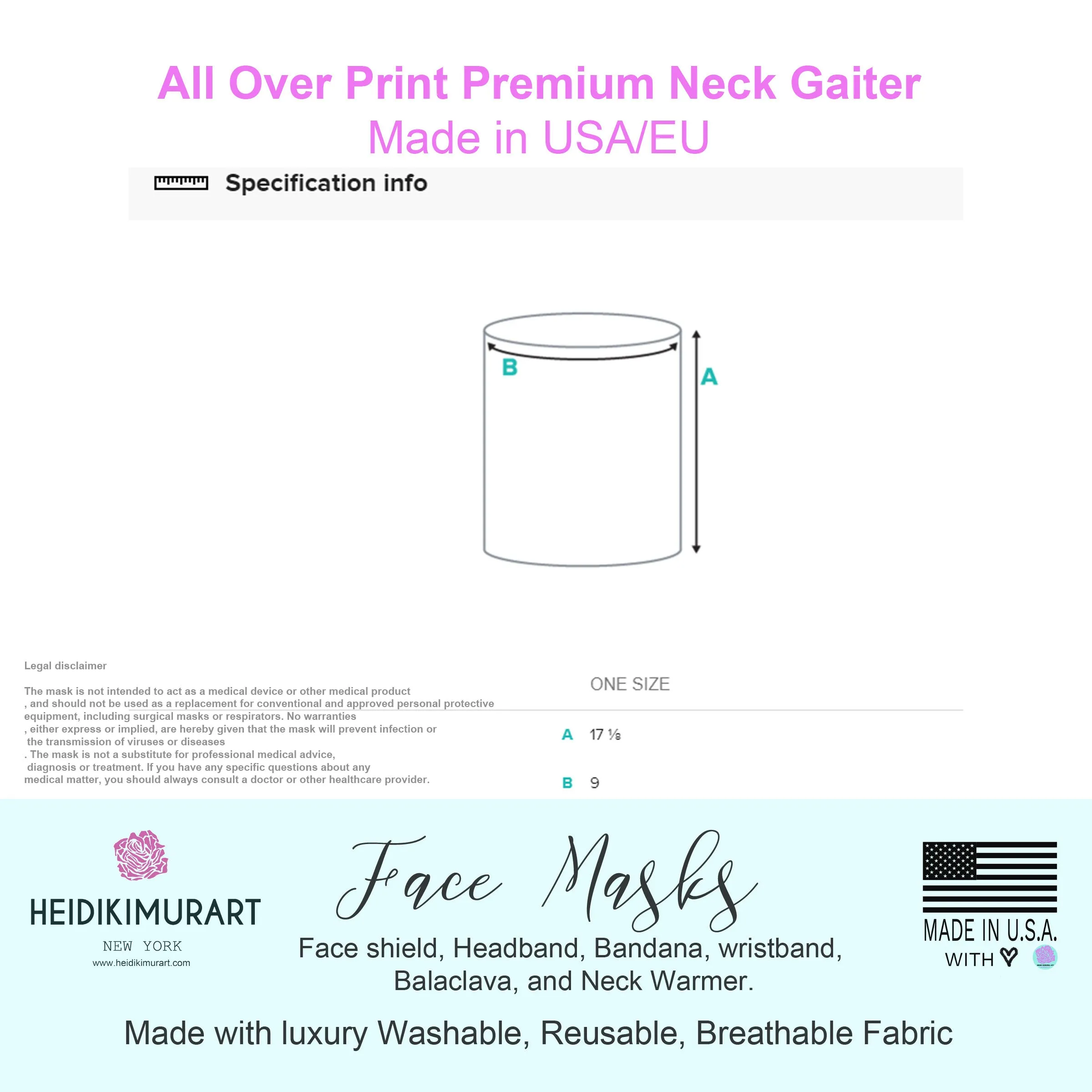 Marble Pink Blue Neck Gaiter, Unisex Face Shield Covering Scarf Washable Mask-Made in USA/EU